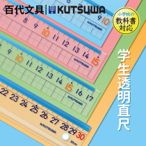 Japan imported kutsuwa Primary School students ruler high transparent precision square ruler 10cm short ruler portable 15cm