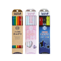 Japanese TOMBOW Dragonfly IPPO primary school students with hexagonal bar Wood HB pencil 2B stationery wooden pole Black 12 sets