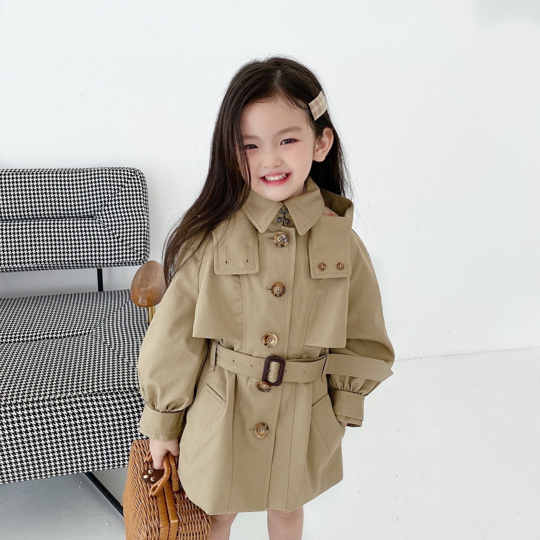 next sara girl windbreaker 2021 autumn and winter new parent-child baby hooded children long coat