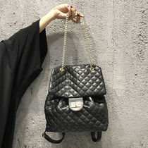 Hong Kong tide brand fashion simple shoulder bag female 2022 new rhombus chain soft leather popular dual-use backpack