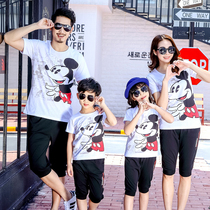 Parent-Child clothing summer clothing 2020 new Chao a family of three four family Mickey cartoon short sleeve T-shirt mother and child