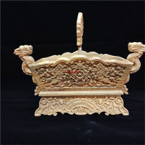 Tibetan supply box Eight auspicious grain box Tibetan grain box Solid wood carved flower Valley Fortune Box