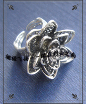 Ethnic style seedling silver ring Many flowers and plants