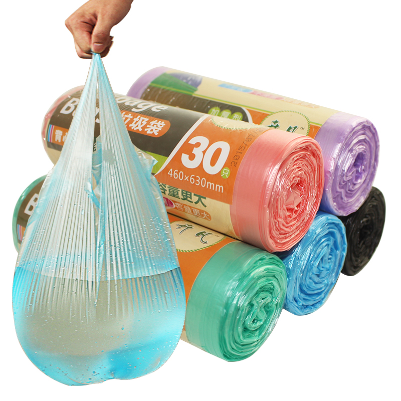 卉凡10卷装背心式垃圾袋加厚手提彩色厨房家用塑料袋中号垃圾袋产品展示图5