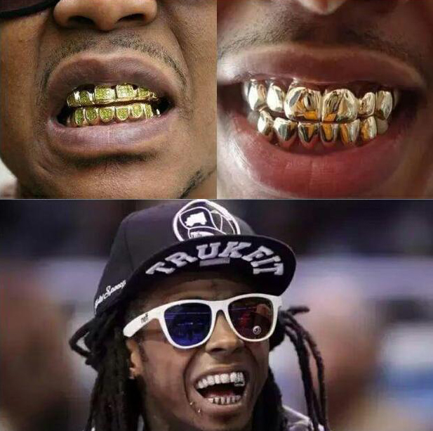hiphop嘻哈枪黑色小丑joker同款说唱teethgrillz镀金牙套大金牙