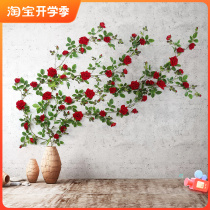 Simulation of the large rose vine bar interior decorated fake vine pipeline air conditioning window window balcony ceiling