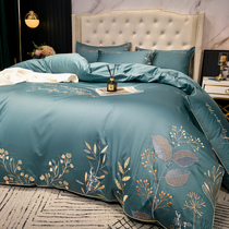 120 long suede cotton pure cotton linen 4 pieces 100 full cotton gon satin embroidery quilt cover minimalist light and luxurious bedding