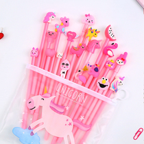 20 solid color cartoon pens girl heart ins student gel pen set cute animal needle black water pen