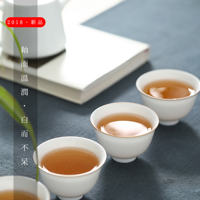 Jingdezhen kung fu tea master cup thin foetus white porcelain bowl with single cup small sample tea cup ceramic tea set, tea cups