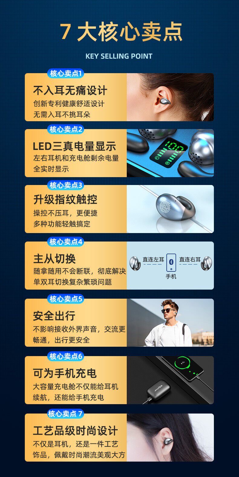 amoi夏新s19触摸不入耳无线蓝牙耳机双耳型挂耳式骨传导长运动