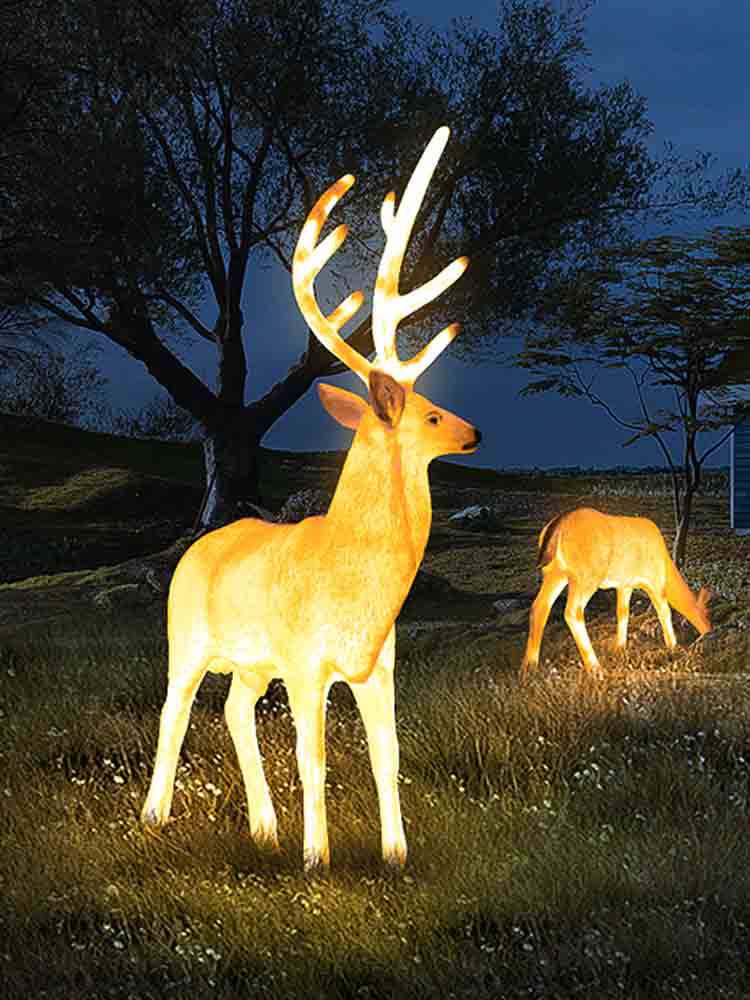 功能效果|绚丽光斑浪漫夜色,这款装饰led草坪灯,麋鹿的造型,栩栩如生