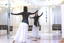 Dance clothing female adult suit new art examination body loose modern dance elastic mesh teacher practice clothing two-piece set