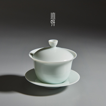 Xin Xuan Jingdezhen kung fu tea set ceramic bowl jade porcelain small three just Cover bowl white porcelain tea bowl single thin tire