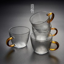 Xinxuan hammered glass teacup Japanese handmade Kung fu small teacup Tea cup Heat-resistant master cup with handle Single cup