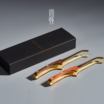 Xin Xuan solid wood pure copper tea clip kung fu tea set tea ceremony spare parts tea cup clip metal tweezers wash cup tea clip