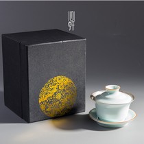 Silver tea set Bowl 999 sterling silver Jingdezhen Jilan gilt tea bowl handmade pastel pastel tea bowl