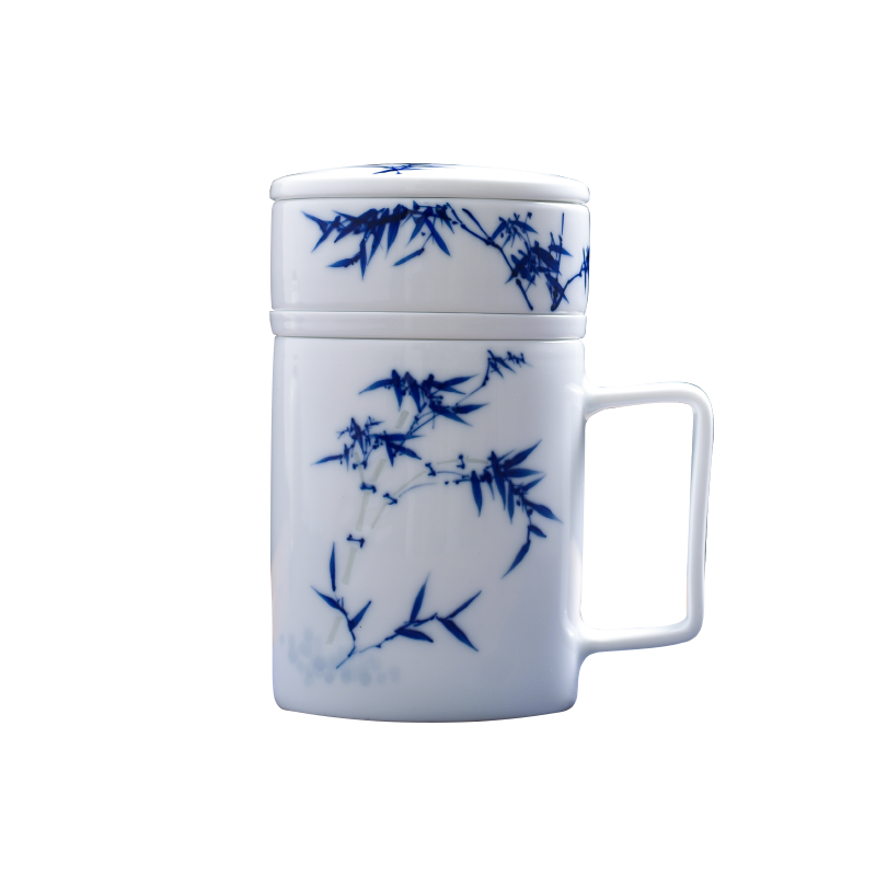 Office cup with handle with cover of jingdezhen large - capacity glass household ceramic separation and exquisite tea tea cup