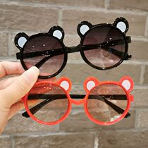 Childrens glasses children sun glasses boys and girls bear sunglasses anti-ultraviolet glasses baby sunglasses Tide
