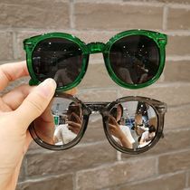 Children sun glasses boys and girls fashion personality Big Frame glasses children round frame sunglasses baby wild shade mirror tide