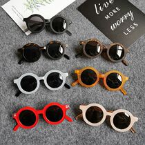 Childrens sunglasses baby anti-UV sunglasses male and female child retro sunglasses kid 100 hitch round frame glasses