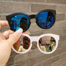 Children sun glasses boys and girls fashion personality Big Frame glasses children round frame sunglasses baby wild shade mirror tide