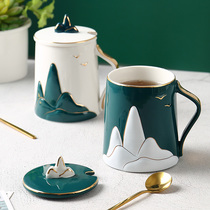 New Chinese style Chinese wind creative ceramic Mark cup water glass home lovers cups a couple of couple-to-cup gifts