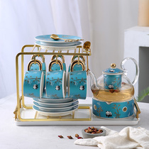 Next Afternoon Tea Suit Panda Tea Set Candle Cooking Tea Stove British Tea Set Glass Fruit Teapot Teapot Suit Cup