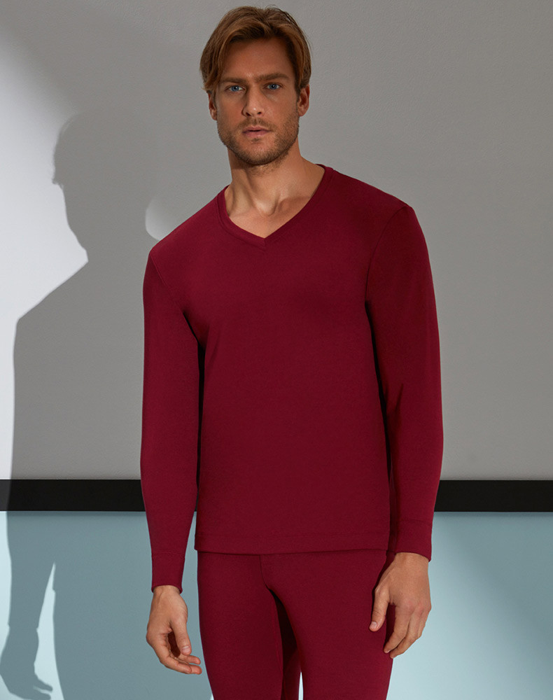 特价爱慕先生秋冬中厚保暧内衣 男士膝盖双层薄保暖套装ns2017015_5折