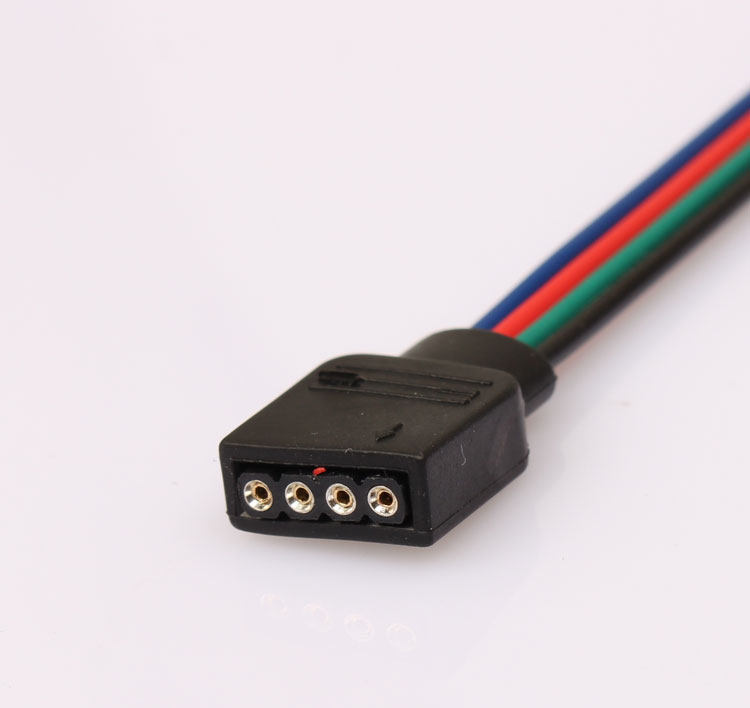 led七彩灯带4pin彩排线公母接头 rgb5050灯条4芯连接器端子线插头