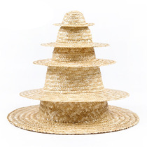 Kindergarten painting straw hat DIY making material art creative hand painting graffiti wall layout decoration decoration