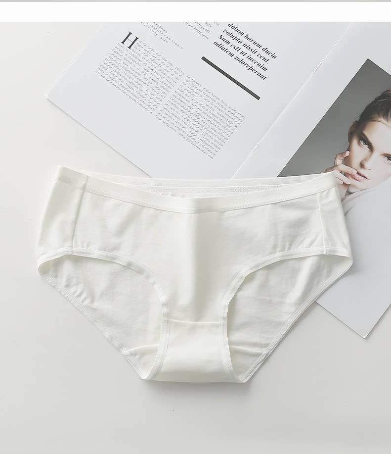 yunwuxin白色内裤女棉低腰简约中腰舒适白色系女士色三角裤内裤