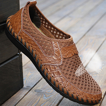 Summer Hollowed-out All-bag Foot Driving Sandal Sandals Mens Summer Beach Cave Shoes Breathable Slob Casual Tennis Face Dad Shoes