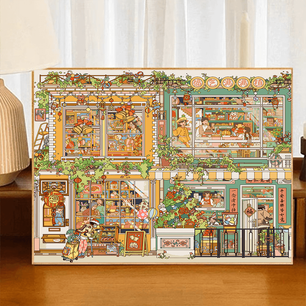 三甜的店福气满满镇diy数字油画手工填充色装饰复杂油彩画宝藏湾