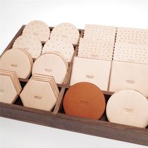 cam-in HOME tea three wine four coaster Italian original natural color vegetable tanning head layer cowhide