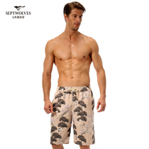 Septwolves mens five-point beach pants thin section quick-drying big pants summer seaside middle pants mesh loose shorts men