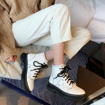 2020 new power power with short boots female thick-soled pine cake shoes increased British style leather leather handsome Martin boots