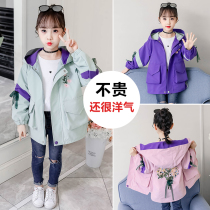 Girls windbreaker coat new childrens clothing spring and autumn children Korean version of loose little girl plus velvet padded top