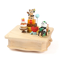 Jeancard Wooden Postman Panda Music Box Birthday Cake Music Box Couple Children Men and Women Birthday Gifts