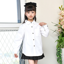 Lingmachine girl solid color shirt spring and summer little girl New all simple shirt student long sleeve shirt