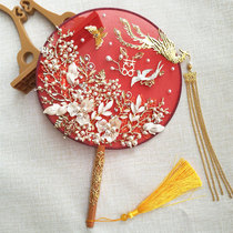 DIY group fan material package Red ancient style Chinese wedding bride Xi Fan Dragon and Phoenix coat Xiu Wo Jin wedding octagonal fan