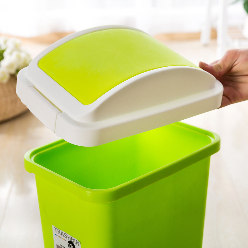 2个装垃圾桶家用卫生间厨房客厅创意带盖大号垃圾筒有盖塑料纸篓产品展示图5