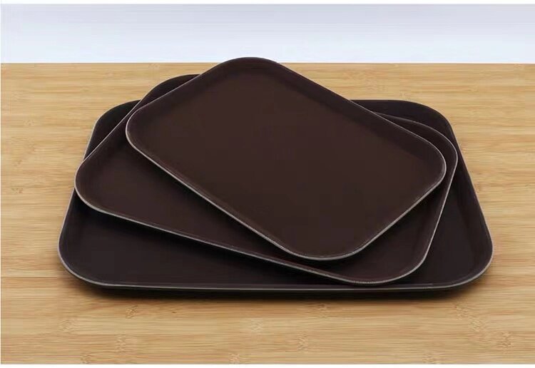 酒店传菜盘子餐厅端菜塑料圆形快餐店防滑托盘大号长方形食堂加厚