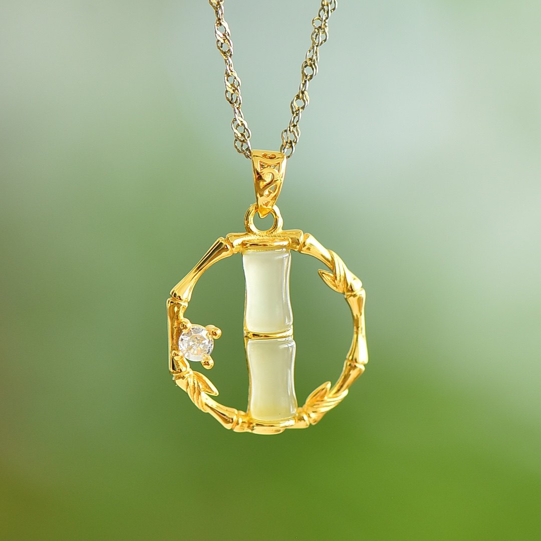 天然和田玉竹节吊坠新中式纯银项链长款转运生日礼物新小众女款