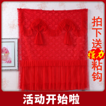 Wedding red door curtain Bedroom long door curtain Half door curtain Fabric screen curtain Kitchen partition half curtain Red feng shui curtain