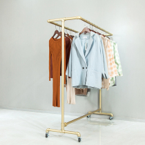 Floor Double Pole Fabric Show Rack Sauna Bath Towel Rack Two Rows Of Clothing Display Rack Curtain Exhibition Rack Clothes Accessories Rack