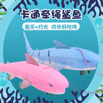 Shake-in-the-money Rope Shark electric pull-in Animals Stalls Night Market Lights Music Universal Shark children Toys