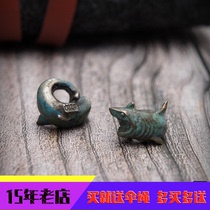 Hand Carved Works Giant Teeth Shark Great White Shark Umbrella Rope Knife Pendant EDC Pendant Individuality Retro Handcrafted DIY Pendant