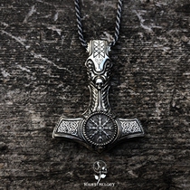 Night Song Studio 925 Pure Silver Original Artisanal Gothic Gothic skull Viking traditional personality Raytheon Hammer Pendant