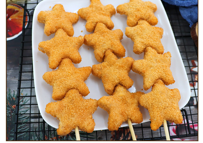 德邻五星串五角星鸡块肉串裹粉鸡排串商用冷冻油炸食材10串一包