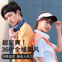 Monomate hanging neck small fan portable mini lazy person hanging neck turbo without leaf muted USB charging carry-on small outdoor student Dormitory Office Electric Fan Big Wind New